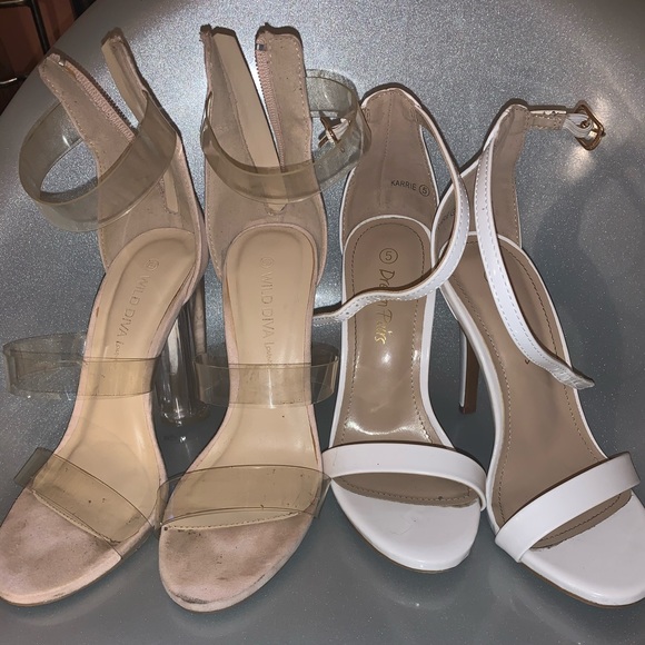 BUYONEGETONE🔥 FASHION NOVA beige and white heels - Picture 3 of 8
